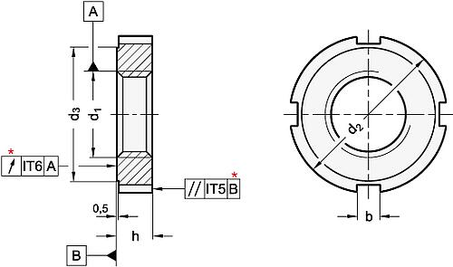 Leschhorn 1804 M105x2-W NUTMUTTER DIN 1804, UNGEHÄRTET / UNGESCHLIFFEN - DIN 1804 Nutmuttern - Stahl - Abbildung