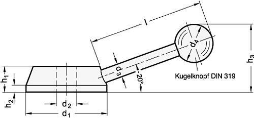 Ganter 211-50-B12 SCHALTHEBEL - GN 211 Schalthebel - Stahl-Skizze