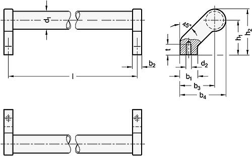 Ganter 333.6-28-500 Edelstahl Rohrgriffe - GN 333-6 Edelstahl Rohrgriffe-Skizze