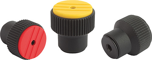 Kipp K0277.205 DREHMOMENT RÄNDELKNOPF GR.2  M5, DECKEL SCHWARZGRAU - KIPP K0277-IG Drehmoment Raendelknoepfe mit Innengew