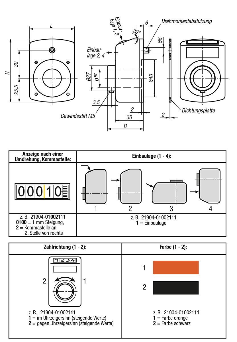 Kipp K0410.02501212 POSITIONSANZEIGER DIGITAL, - K0410 Positionsanzeiger digital - Massblatt