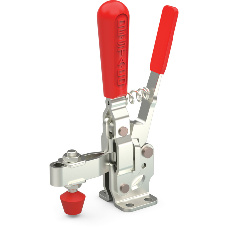 DESTACO 207-LBR Vertikal-Kniehebelspanner Haltekraft 1700 N - 2700 N, Öffnungswinkel 90° - 115° - DESTACO 207-UR Vertikalspanner - U-Spannarm - Fuss abgewinkelt - mit Zusatzverriegelung