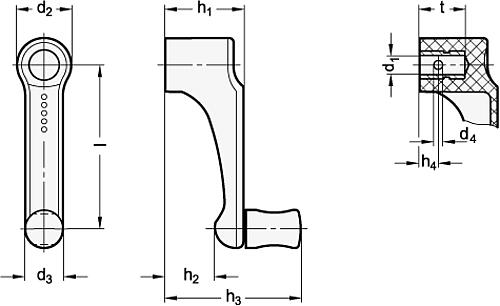 Ganter 670.2-38-B6-SW Gerätekurbeln, Kunststoff - GN 670-2 Geraetekurbeln - Kunststoff-Skizze