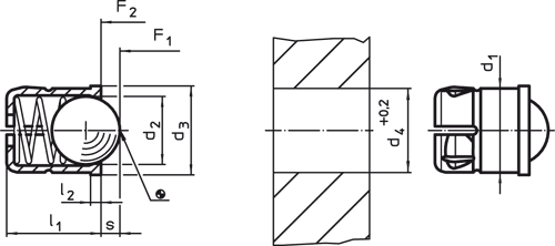 Halder 22080.0806 Federndes Druckstück glatte Ausführung mit Bund und Kugel, selbstklemmend Ø 6  Hülse und Kugel  aus Thermoplast - Federnde Druckstuecke Federndes Druckstueck - glatte Ausfuehrung - mit Bund und Kugel