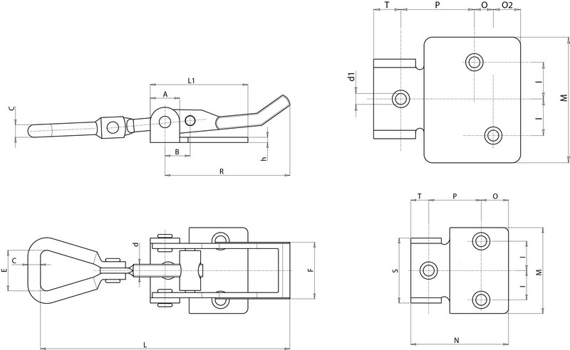 Leschhorn J180 Spannverschlüsse R 65; L 104-124 - Boteco J180 Spannverschluesse