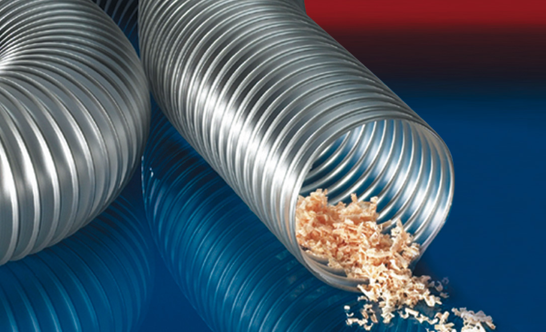 Norres 532-0400-2533-6 CNC-Maschinenschlauch für die Holzindustrie, verstärkt + vakuumfester, hochflexibel + stauchbar 4:1, Innen-Ø 400 mm, Aussen-Ø 411 mm, Biegeradius 248 mm - Norres 532 - TIMBERDUC PUR 532 CNC -MD-