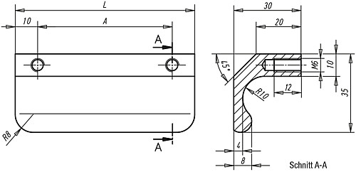 Kipp K0233.06006 LEISTENGRIFF A=60, - KIPP K0233 Leistengriffe Edelstahl