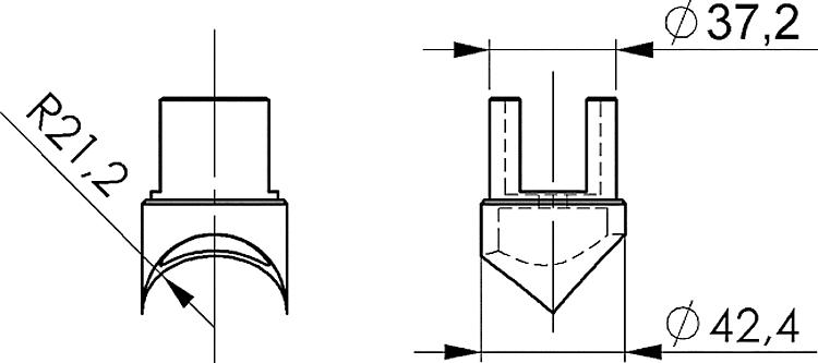 AMF 140CNIG-A42 Anschlussstück (Paar), V2A, für Rohre mit Außendurchmesser: 42,4 mm - LE 140CNIG-A42 Anschlussstueck -Paar- V2A -Skizze
