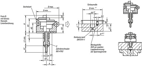 Norelem 03158-0204706 ZENTRIERSPANNER FORM B, - Norelem 03158-B Zentrierspanner mit Schutz