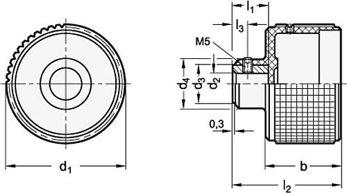 Ganter 534.8-60-B8 ELESA DREHKNOPF FÜR STELLUNGSANZEIGER - GN 534-8 Drehknoepfe fuer Stellungsanzeiger-Skizze