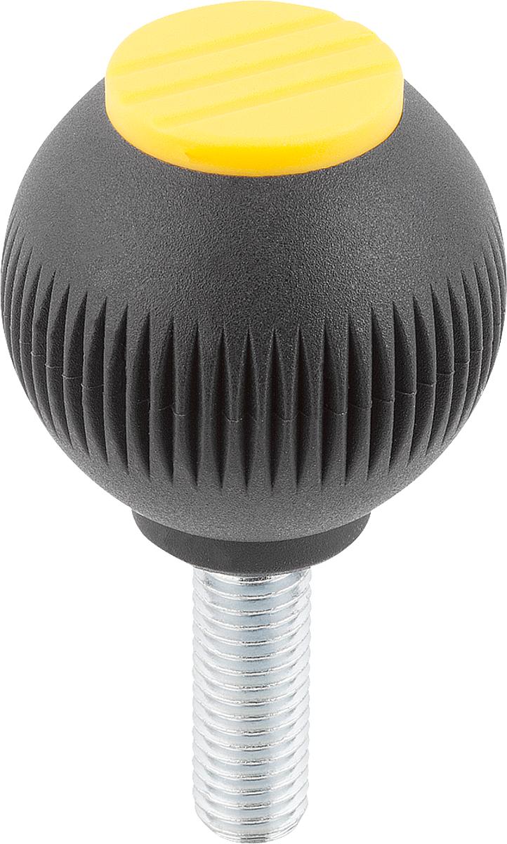 Kipp K0253.04127X40 NOVO.GRIP GRIFFKUGEL GR.4          EDELSTAHL, D=50, M12X40, DECKEL RAPSGELB - K0253-04127X40 NOVO GRIP GRIFFKUGEL GR 4 EDELSTAHL - D 50 - M12X40 - DECKEL RAPSGELB