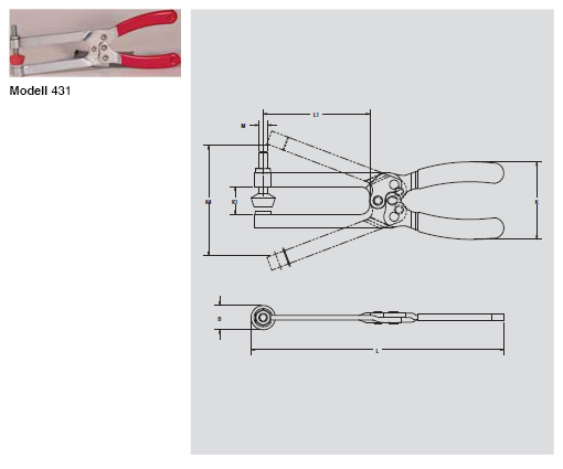 DESTACO 431 Spannzange Standard Haltekraft 450N - 1500N - 431 Spannzange Standard