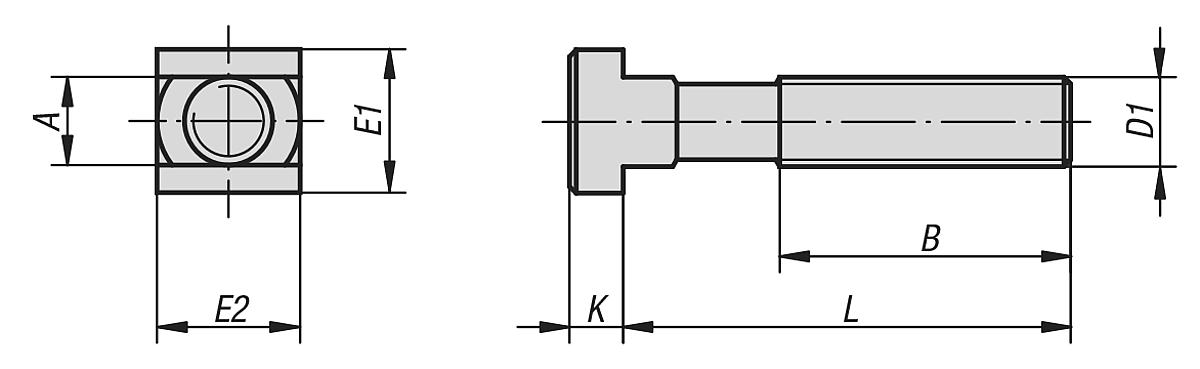 Kipp K0698.28315 SCHRAUBE FÜR T NUT 28 DIN 787, D1=M24, L=315 - DIN 787 10-9 Festigkeitsklasse - Schrauben fuer T Nuten - Massblatt