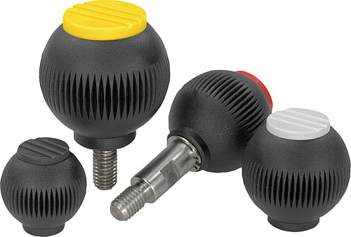 Kipp K0254.3105 NOVO.GRIP GRIFFKUGEL DREHBAR GR.3, D=40, M10X15, DECKEL LICHTGRAU - KIPP K0254 Griffkugeln drehbar