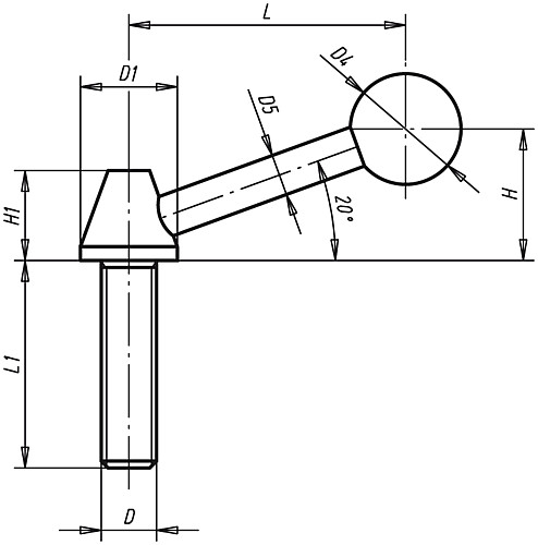 Norelem 06430-108 STAHLKLEMMHEBEL  M8 - Norelem 06430 Stahlklemmhebel