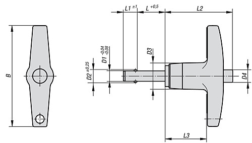 Kipp K0366.25812090 KUGELSPERRBOLZEN M. T GRIFF, D1=12, L=90, SELBSTSICHERND - KIPP K0366 Kugelsperrbolzen mit T Griff selbstsic