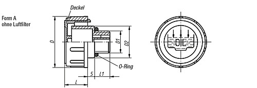 Kipp K0457.147034 ENTLÜFTUNGSSCHRAUBE FORM A, D=47, D1=G 3/4 - KIPP K0457-A Entlueftungsschrauben Form A