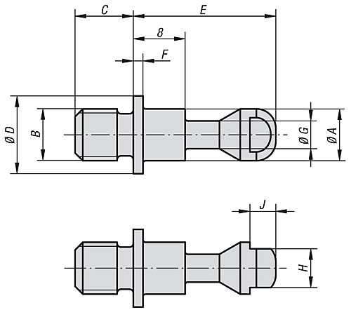 Norelem 04400-108090 SPANNSCHRAUBE B=M8, C=9, AUFNAHMEGEWINDE M8 - Norelem 04400 Spannschrauben