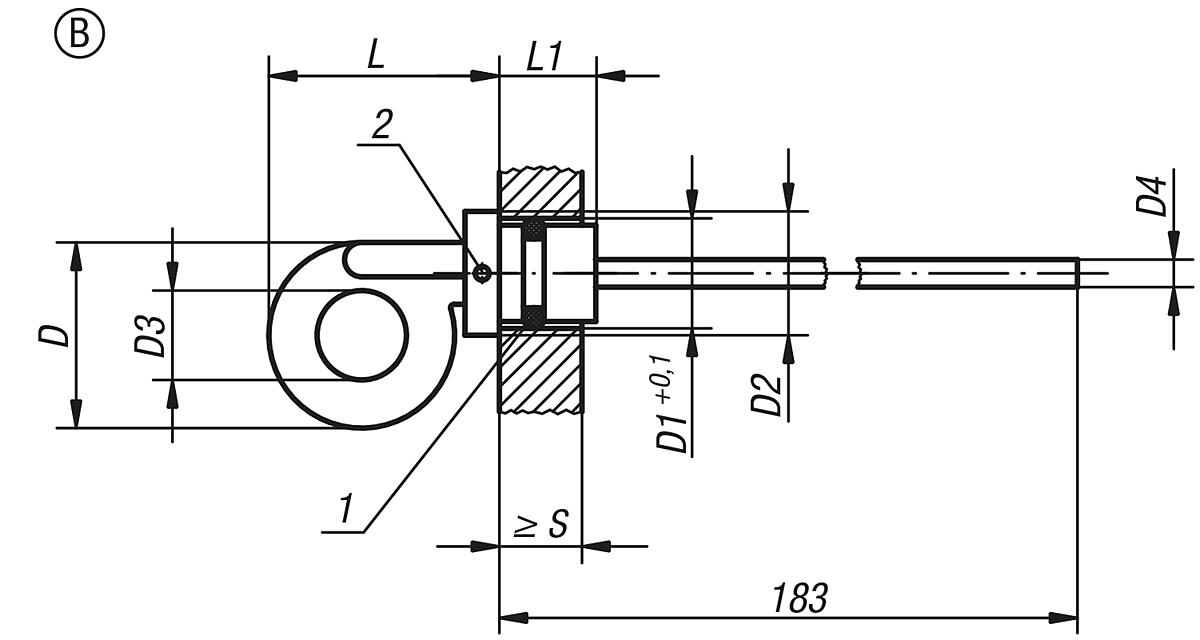 Kipp K0468.23220 ÖLMESSSTAB  FORM B, D=32  D1=20 - K0468-B OElmessstaebe Form B - Massblatt