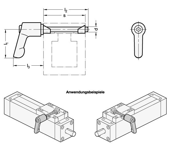 Ganter 891.3-30-22-OS  Schlittenklemmung, Zink-Druckguss, Klemmkeile Messing, für konfigurierbare Profil-Lineareinheiten, s Lineareinheiten: 30, l1: 22, Farbe: OS - orange, RAL 2004, strukturmatt - GN 891-3 Schlittenklemmung-Zink-Druckguss-Klemmkeile Messing-Massblatt