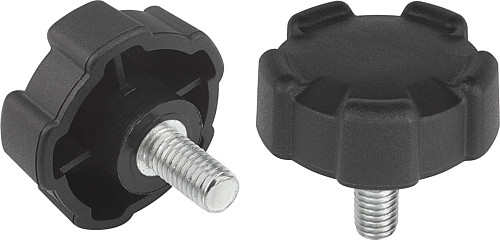 Norelem 06853-320615 NOVO.GRIP RIPPENGRIFF GR.1  M6X15 - Norelem 06853-AG Rippengriffe mit Aussengewinde