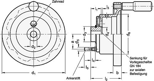 Ganter 323.9-100-B10-A Scheibenhandräder für Stellungsanzeiger - GN 323-9 Scheibenhandraeder fuer Stellungsanzeiger-Abbildung