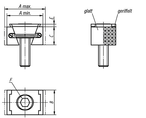 Norelem 04524-2110 KEILSPANNER M10 SPANNFL. GERIFFELT, B=28 - Norelem 04524 Keilspanner Spannflaechen glatt oder geriffelt