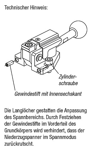 Norelem 04565-0500 NIEDERZUGSPANNER OHNE GRIFF - Norelem 04565 Niederzugspanner