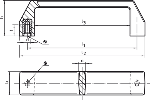 Halder 24320.0210 Bügelgriff  Kunststoff, 93,5 x M 6 - Buegelgriffe Buegelgriff - Kunststoff - 117x M 6 schwarz