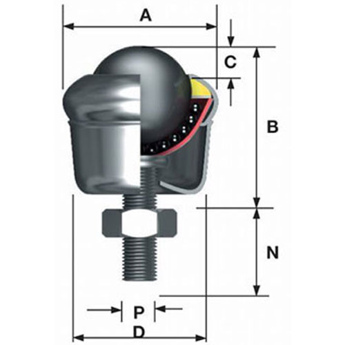 Leschhorn 1003-592 Topf Gewindekugelrolle, Form B: Gehäuse verzinkt mit Stahlkugel, Kugel-Ø 19,0mm, Gewinde M8X35 - LE71555 Topf Gewindekugelrolle - TZ