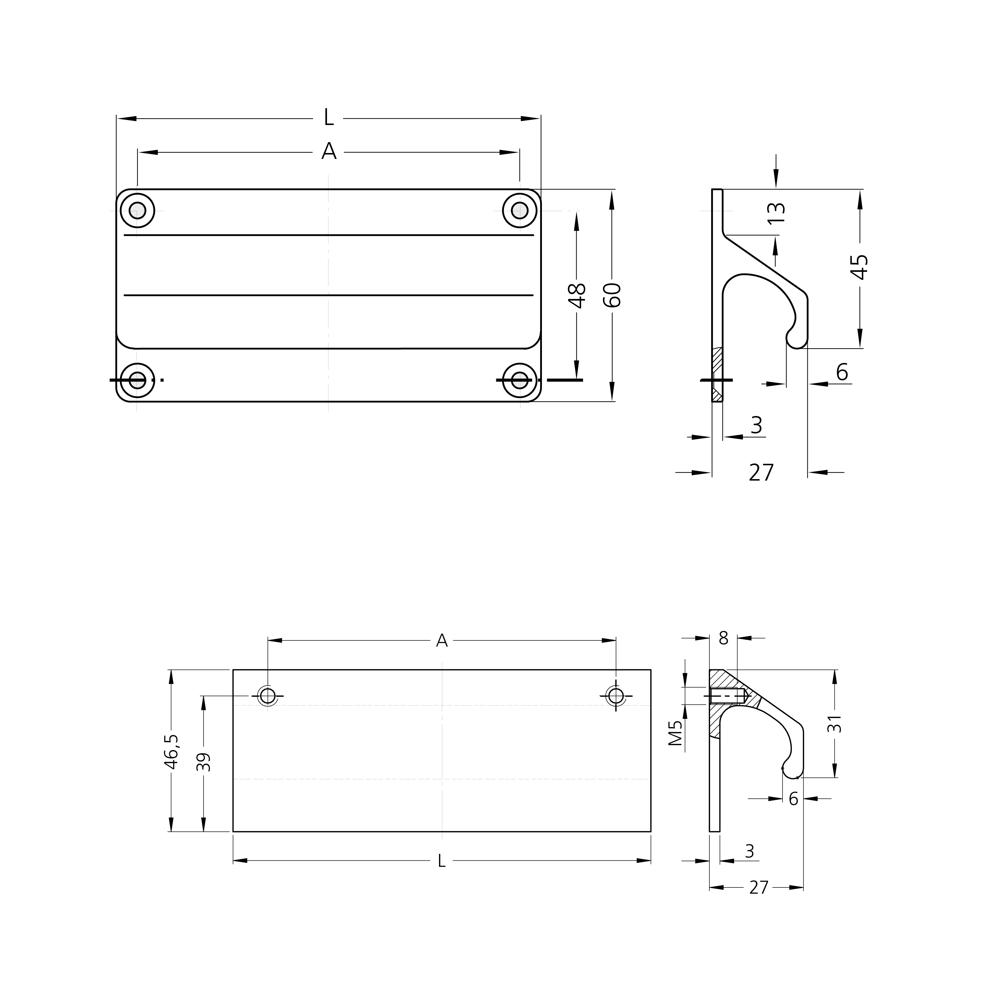 Leschhorn LF-02.100.9003A Griffleiste, antibakteriell, Profilaluminium, A=100 - LE LF Griffleiste - antibakterielle Serie - Massblatt
