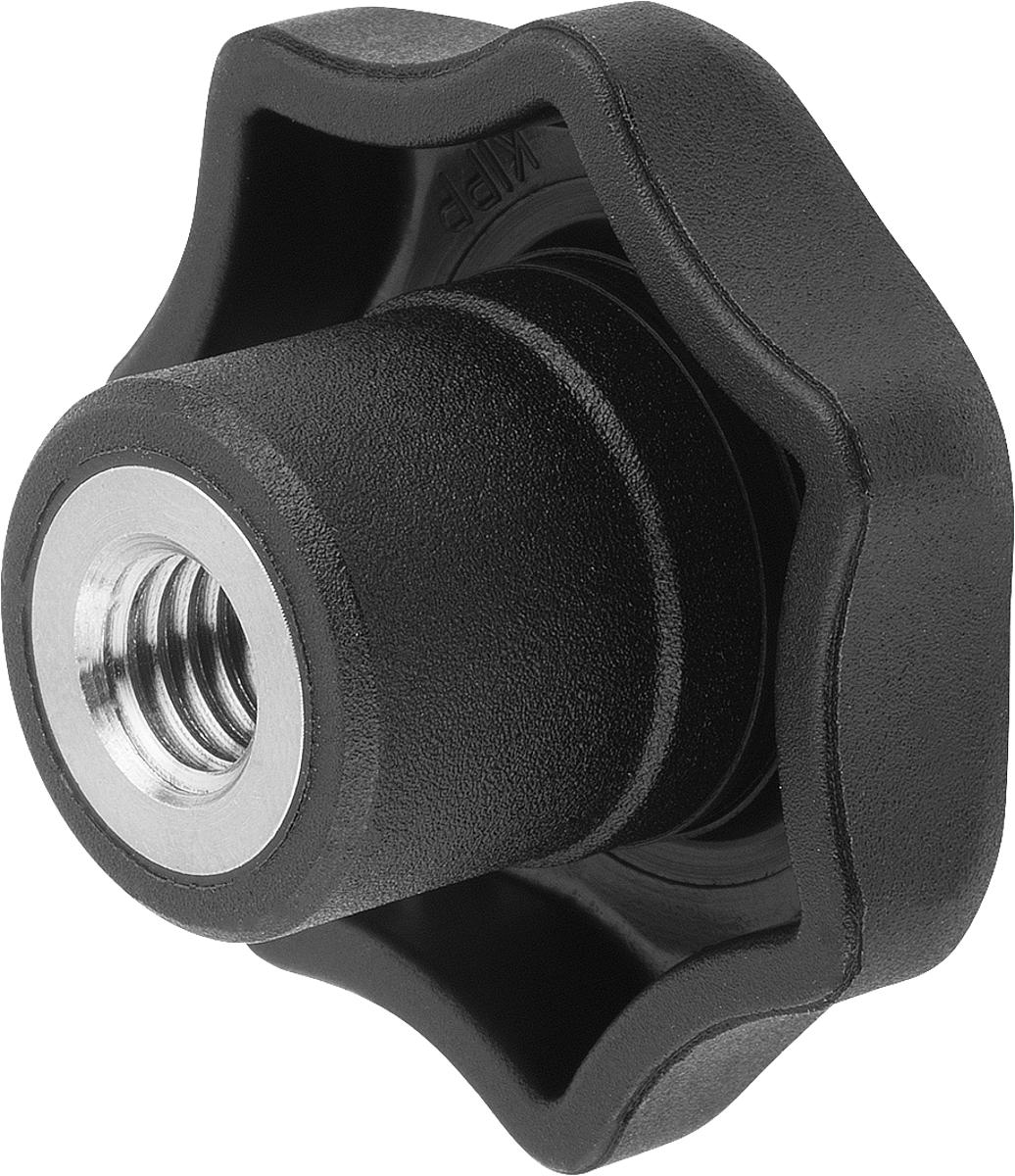 Kipp K0154.2057 STERNGRIFF D1=25  M5          EDELSTAHL, FORM K, DECKEL RAPSGELB - K0154-2057 STERNGRIFF D1 25 M5 EDELSTAHL - FORM K - DECKEL RAPSGELB