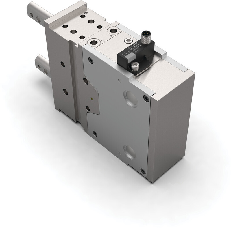 DESTACO 85D5-2C40000004 Doppelter Schubstangenspanner - DESTACO 85D5-2 K8 Doppelter Schubstangenspanner ohne Handhebel - L9 -PNP- M12x1 - Abfragung-Abbildung