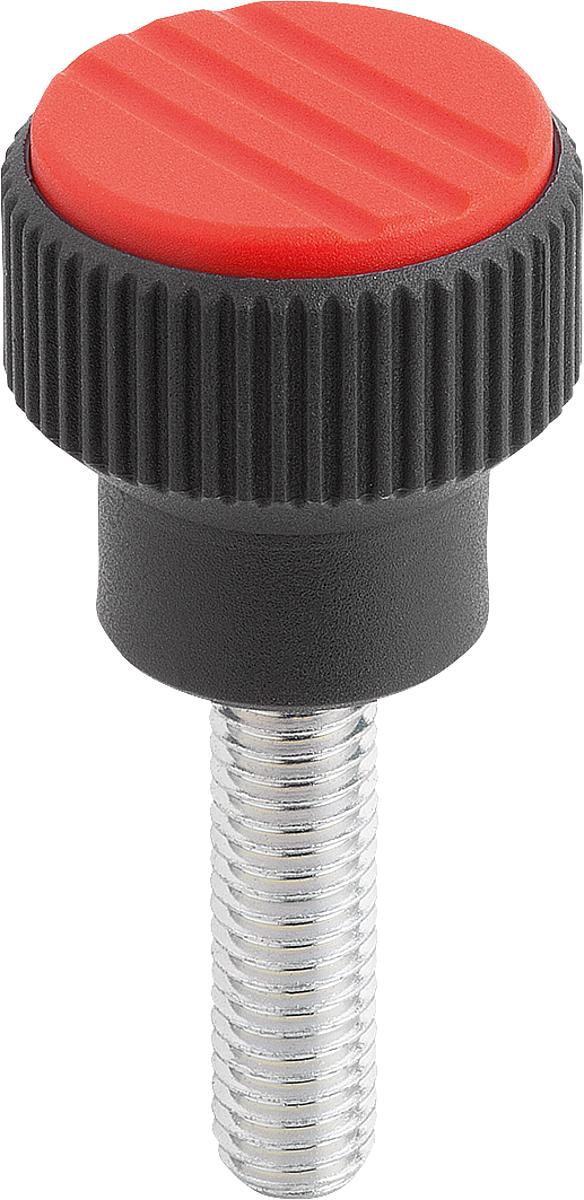 Kipp K0247.1066X20 NOVO.GRIP RÄNDELKNOPF GR.1  M6X20, DECKEL VERKEHRSROT - K0247-1066X20 NOVO GRIP RAENDELKNOPF GR 1 M6X20 - DECKEL VERKEHRSROT
