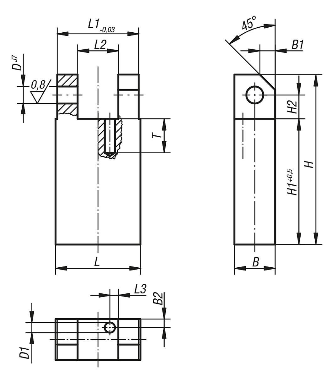 Norelem 08050-01 LAGERBOCK, LANG, L=25 !!! AUSLAUFARTIKEL !!! NUR NOCH LAGERABVERKAUF !!! - NLM 08050 Lagerboecke lang - Massblatt