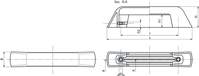 Leschhorn B221 Bügelgriffe  l 132; L 198; Gewinde d1 M8; Kunststoff PA, schwarz - Boteco B221 Buegelgriffe