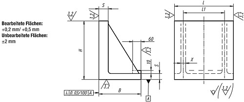 Norelem 01252-260250 AUFSPANNWINKEL AL, L=260, B=150, H=250 - Norelem 01252 Aufspannwinkel Aluminium