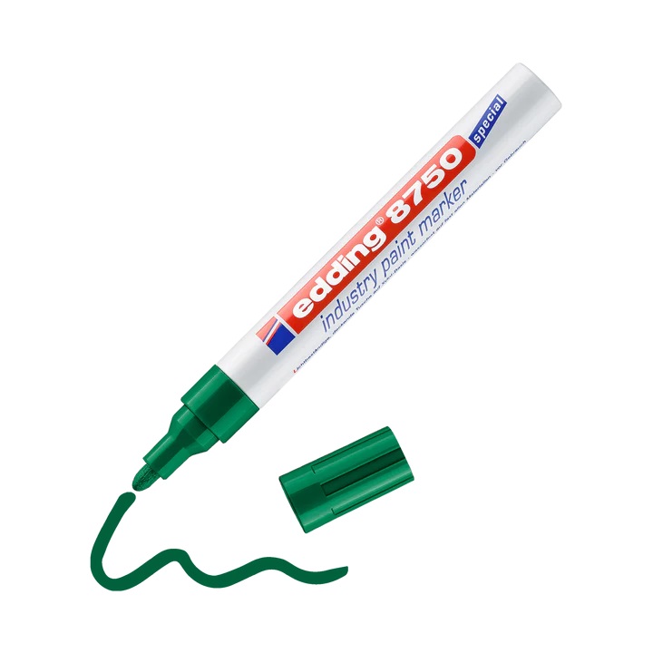 edding 4-8750002 edding® Lackmarker, Strichbreite 2-4 mm, wasserfest, Rundspitze, gelb - edding 8750 Industrie Lackmarker - Rundspitze 2-4 mm - gruen