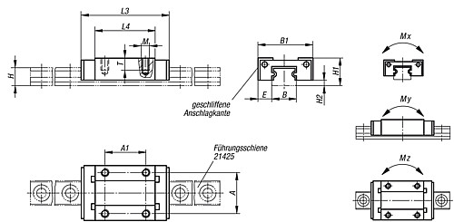 Norelem 21420-12103501 MINIATUR FÜHRUNGSWAGEN, EDELSTAHL - Norelem 21420 Miniatur Fuehrungswagen Edelstahl