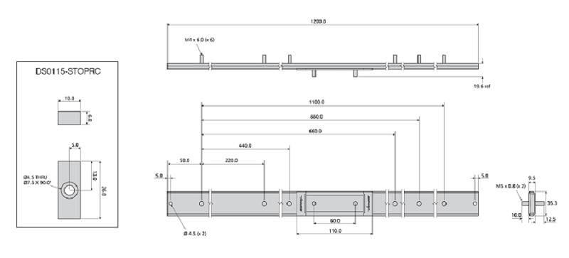 Accuride DA0115-0120RC Linearführung 1,2m Schiene ohne Befestigungslöcher, Aluminium - LE70002 DS0115-STOPRC Linearfuehrung Schiene ohne Befestigungsloecher-TZ