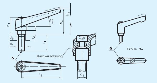 Halder 24400.0264 Verstellbarer Klemmhebel mit Schraube Ø 18 x M 6 x 40, schwarz - EH 24400 Verstellbare Klemmhebel mit Schraube