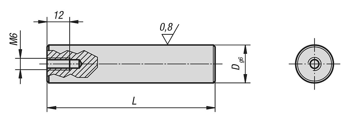 Norelem 03112-20089 ZENTRIERBOLZEN FÜR RICHTBOHRUNG, D=20, L=89 - NLM 03112 Zentrierbolzen  fuer Richtbohrung - Massblatt