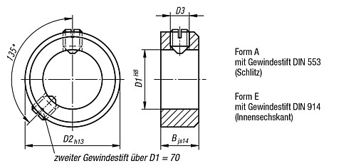 Kipp K0406.302602 STELLRING DIN 705 FORM E      EDELSTAHL, D1=26 - KIPP K0406 Stellringe DIN 705 - Edelstahl