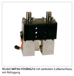 DESTACO 86P30-1D5B8002 Stiftziehzylinder Schubkraft max. 780 N, Rückzugskraft max. 580 N, 2xZylinder Ø32, max. Hub 20mm, mit Abfragung, ohne Anbauteile - Destaco 86P30-1D Stiftziehzylinder geschlossene und doppelte Ausfuehrung