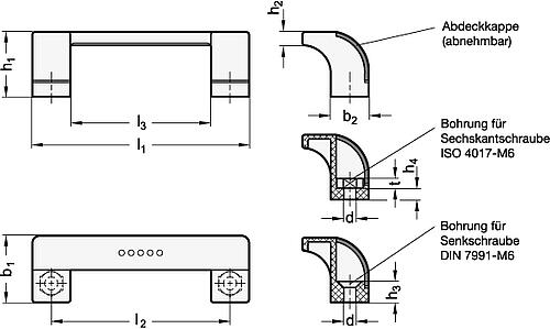 Ganter 630.1-114-A-DBL ELESA BÜGELGRIFF, ABDECKKAPPEN BLAU - GN 630-1 Buegelgriffe - Kunststoff-Skizze