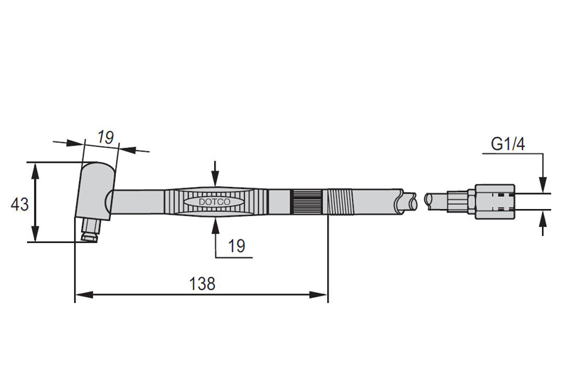 DESTACO 12R0380-43 Winkelschleifer Drehzahl 80.000 1/min, Leistung 70 W, Luftaustritt hinten - Destaco Dotco 12 R Winkelschleifer