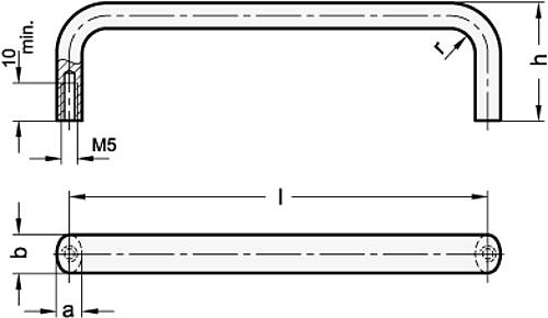 Ganter 427-12-55-SW BÜGELGRIFF, SCHWARZ BESCHICHTET - GN 427 Buegelgriffe - Aluminium-Skizze