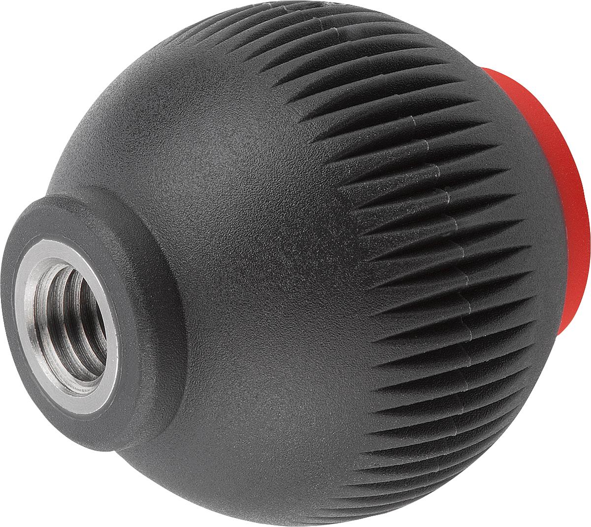 Kipp K0253.04126 NOVO.GRIP GRIFFKUGEL GR.4          EDELSTAHL, D=50, M12, DECKEL VERKEHRSROT - K0253-04126 NOVO GRIP GRIFFKUGEL GR 4 EDELSTAHL - D 50 - M12 - DECKEL VERKEHRSROT