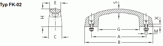 Leschhorn FK-02.B120.84  feinstruktur Bügelgriffe mit KappenA 120,  Polyamid schwarz - Zeichnung FK-02 Feinstruktur Kunststoff Buegelgriffe