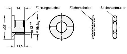 Ganter 118.1 FÜHRUNGSBUCHSE FÜR GN 118 - Ganter GN 118-1 Fuehrungsbuchse